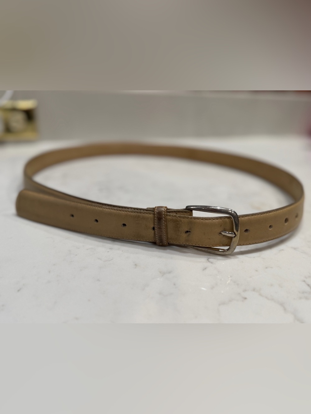 Vintage L’Aiglon Paris New York Tan Full Grain Cowhide Leather Belt- Size 42/105